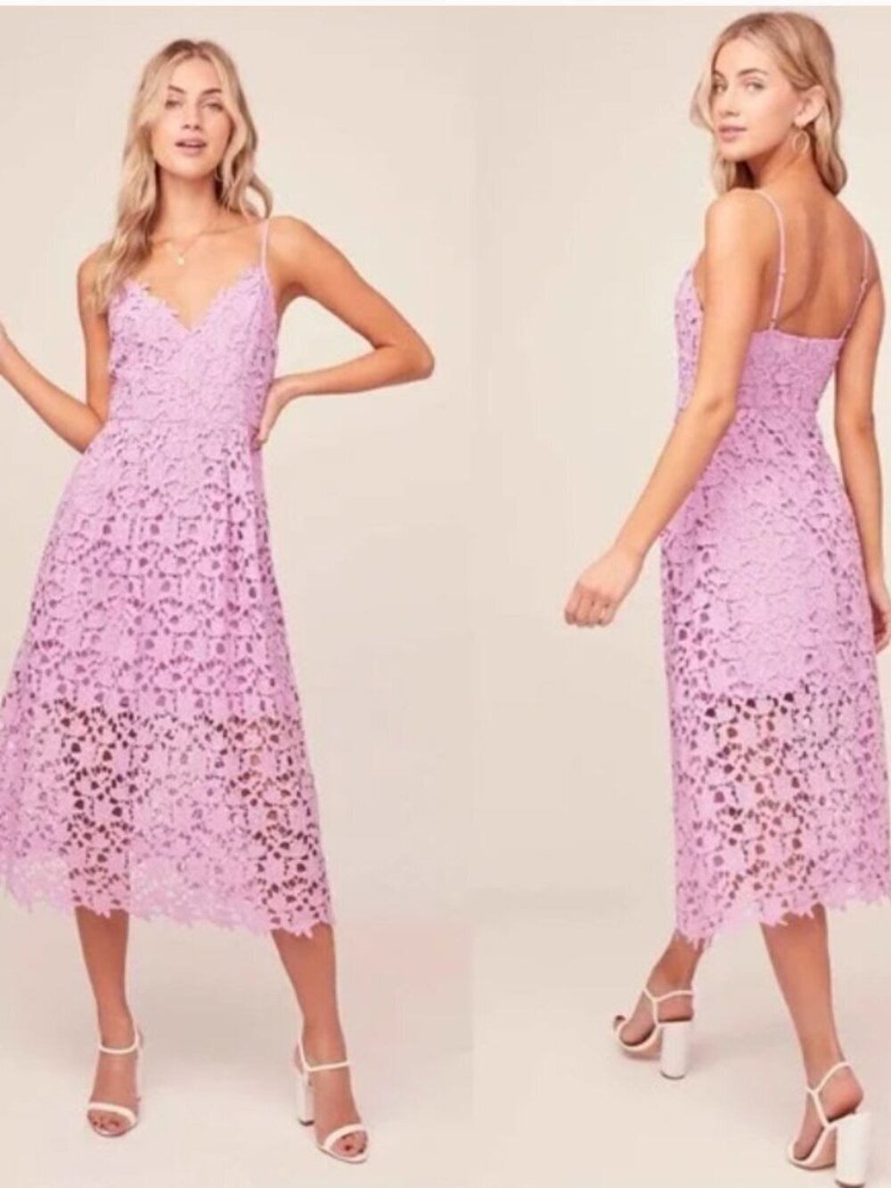 ASTR The Label Lace A-Line Midi Dress Light Orchid Sz Small